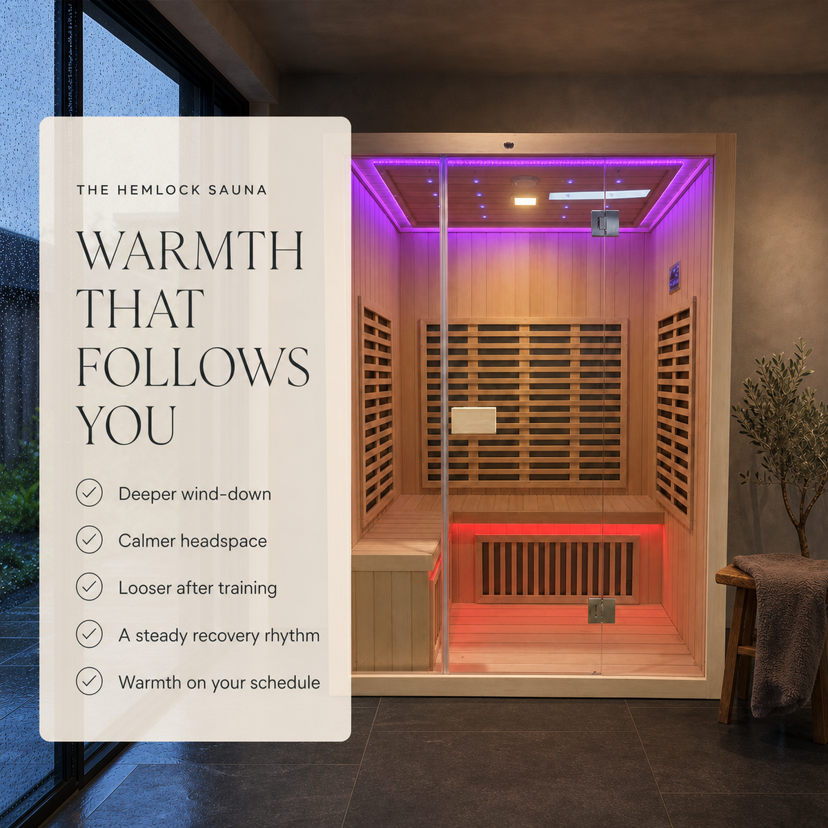 Hemlock infrared sauna benefits for warmth, wind-down and recovery rhythm